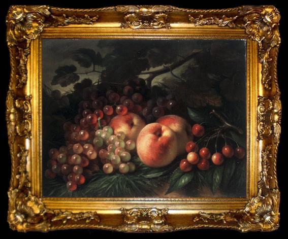 framed  George Henry Hall Peaches Grapes and Cherries, ta009-2
